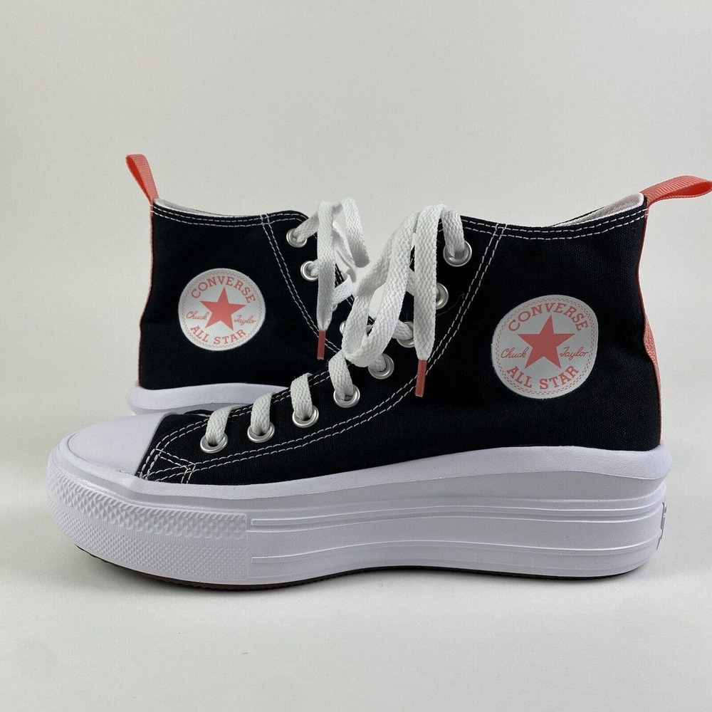 Converse All Star Move Hi Platform Sneakers Black/Pink Kids Size 6 Brand New